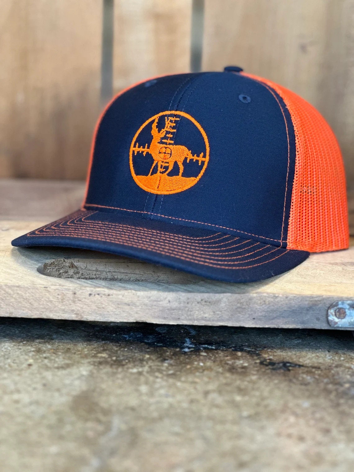 Buck Hunter Trucker Hat - Deer Hunter Trucker Hat - Deer in Scope - Rifle Scope Buck